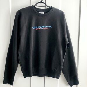 Diesel S-Ginn New Industries Logo Mens Crew Neck Sweatshirt Pullover M Black New